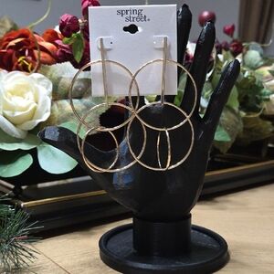Spring Street Elegant Gold Triple Hoop Earrings